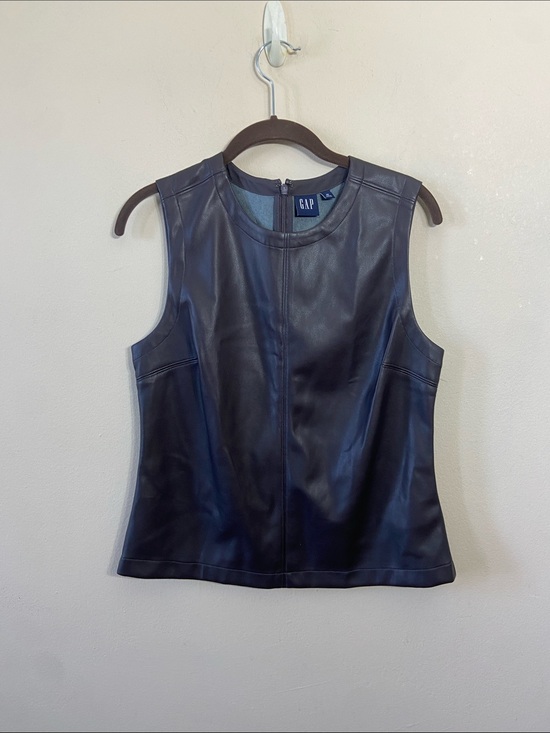 GAP Tops - Gap Faux Leather Shell Top Medium Brown Sleeveless Vegan Leather Tank